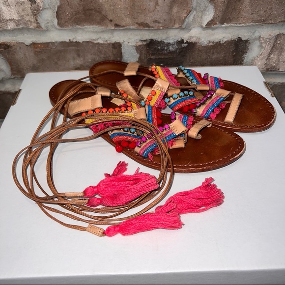Colorful Wrap-around Strap Sandals - Picture 6 of 11